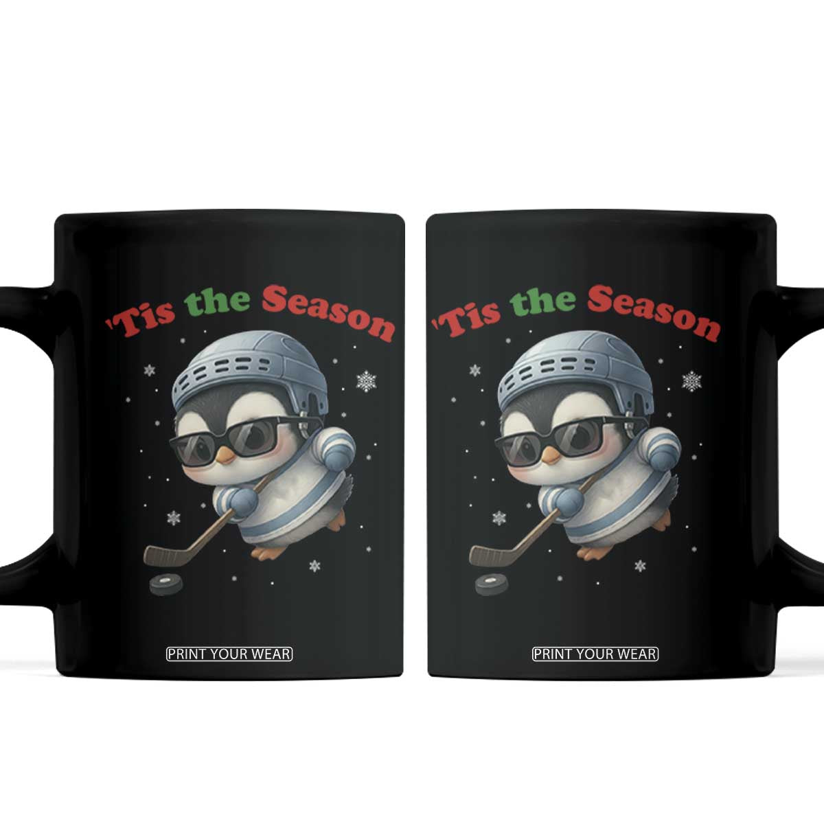 Penguin On Ice Tis The Season Coffee Mug Funny Christmas Gift TS12 Black Print Your Wear