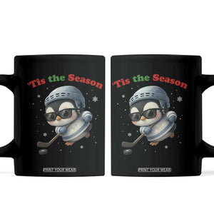 Penguin On Ice Tis The Season Coffee Mug Funny Christmas Gift TS12 Black Print Your Wear