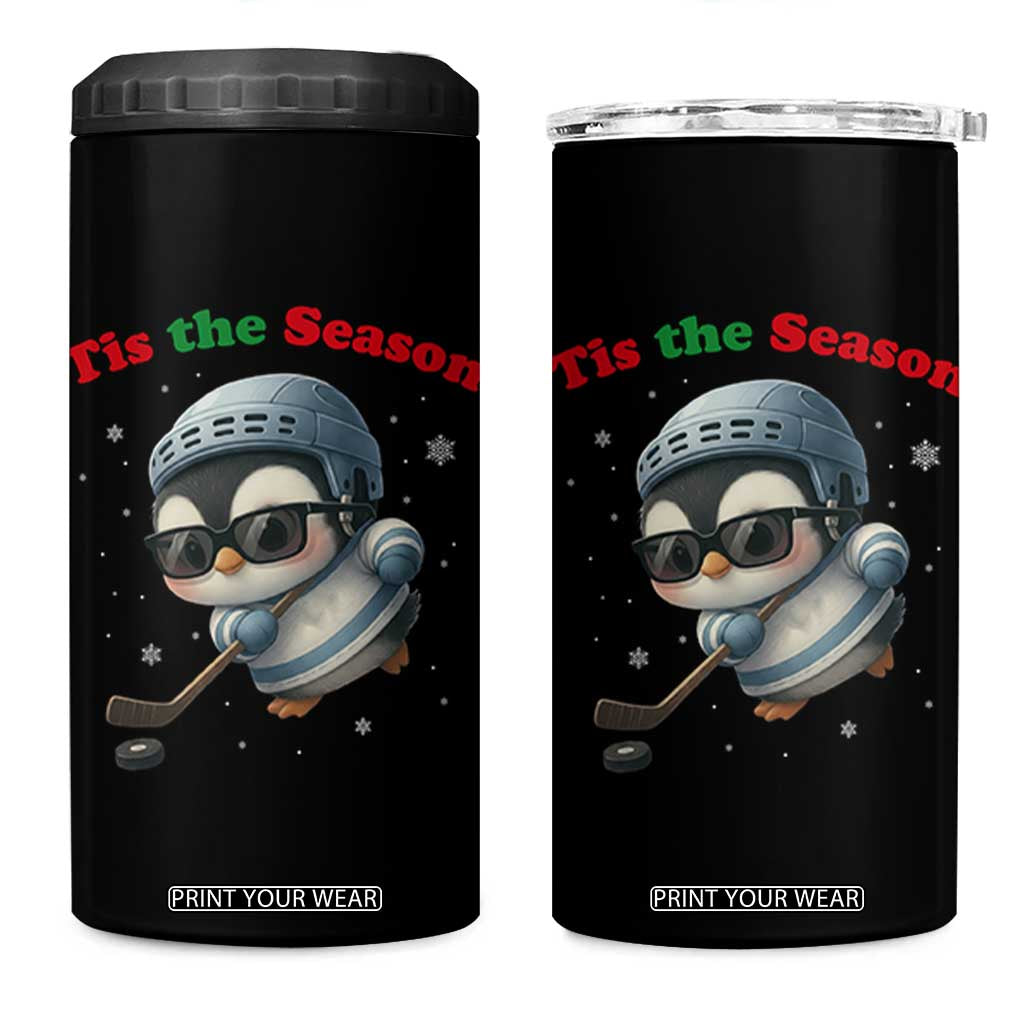 Penguin On Ice Tis The Season 4 in 1 Can Cooler Tumbler Funny Christmas Gift TS12 One Size: 16 oz Black Print Your Wear