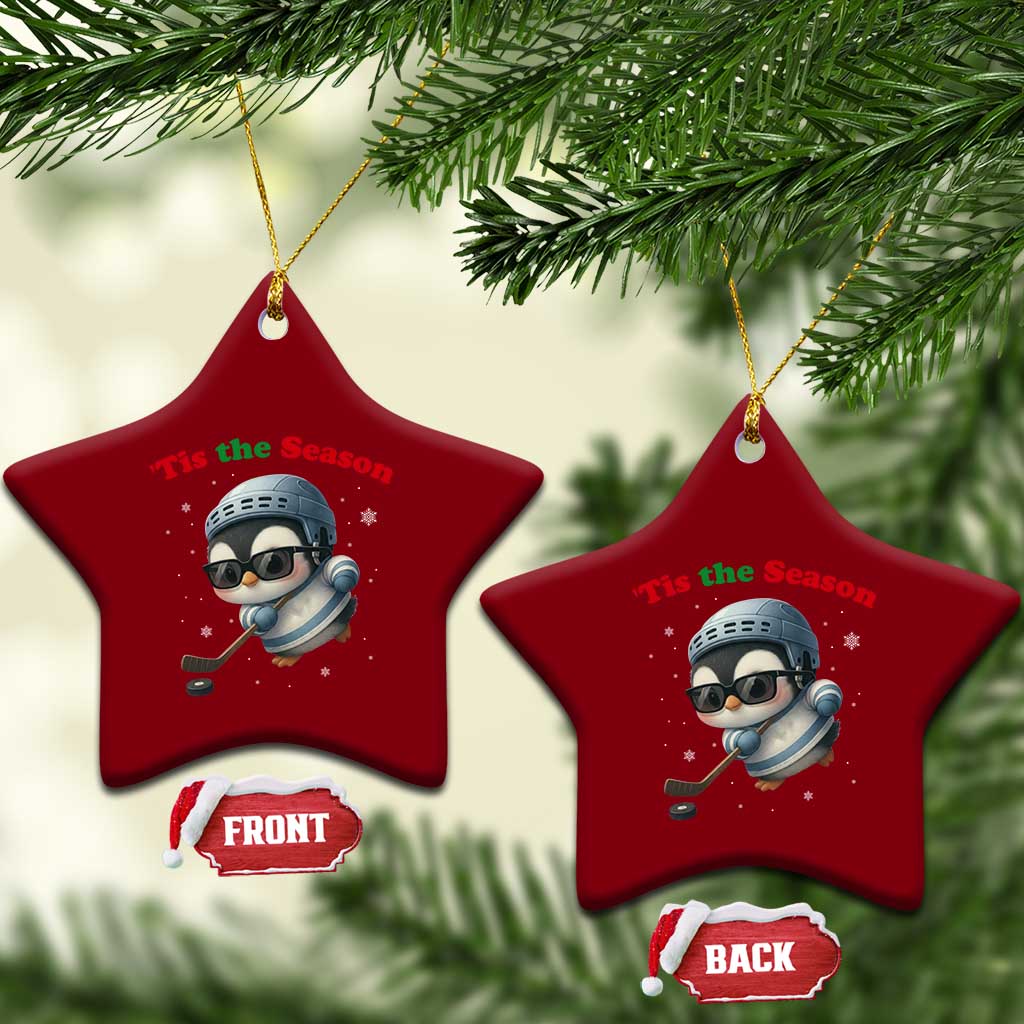 Penguin On Ice Tis The Season Ceramic Ornament Funny Christmas Gift TS12 Print Your Wear