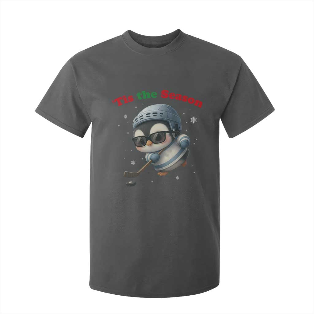 Penguin On Ice Tis The Season T Shirt For Kid Funny Christmas Gift TS12 Dark Heather Print Your Wear