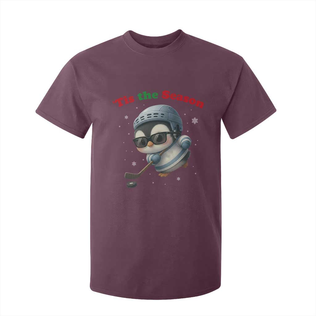 Penguin On Ice Tis The Season T Shirt For Kid Funny Christmas Gift TS12 Maroon Print Your Wear