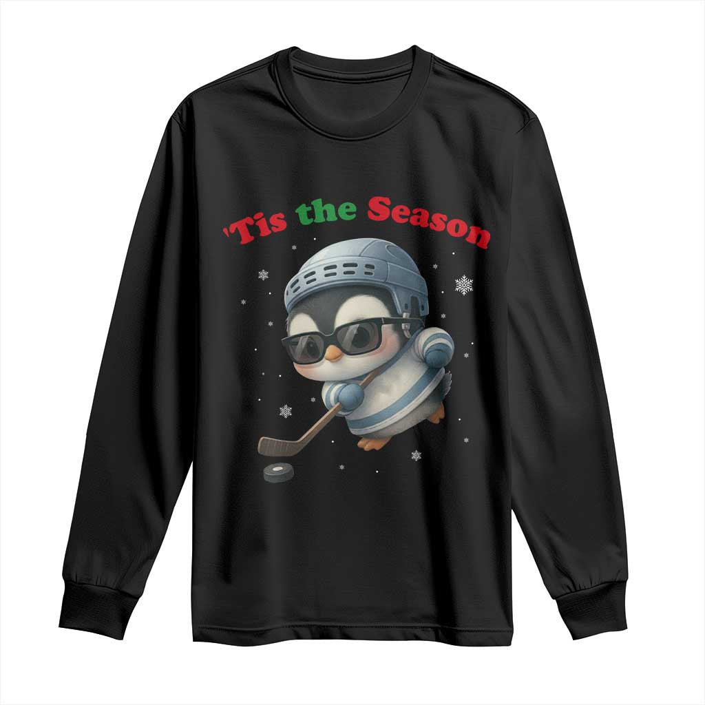 Penguin On Ice Tis The Season Long Sleeve Shirt Funny Christmas Gift TS12 Black Print Your Wear