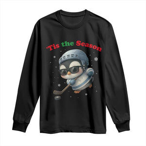 Penguin On Ice Tis The Season Long Sleeve Shirt Funny Christmas Gift TS12 Black Print Your Wear
