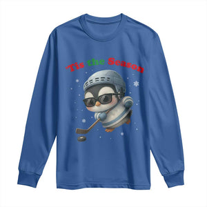 Penguin On Ice Tis The Season Long Sleeve Shirt Funny Christmas Gift TS12 Royal Blue Print Your Wear