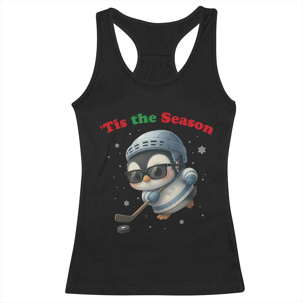 Penguin On Ice Tis The Season Racerback Tank Top Funny Christmas Gift TS12 Black Print Your Wear