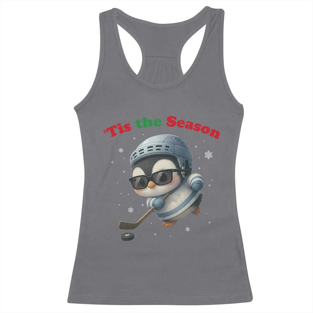 Penguin On Ice Tis The Season Racerback Tank Top Funny Christmas Gift TS12 Charcoal Print Your Wear
