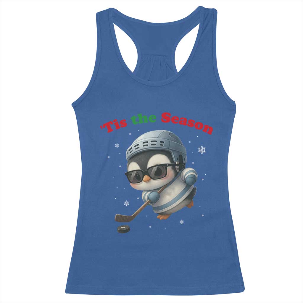 Penguin On Ice Tis The Season Racerback Tank Top Funny Christmas Gift TS12 Royal Blue Print Your Wear