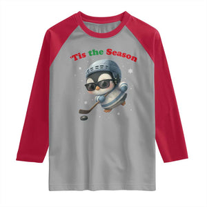 Penguin On Ice Tis The Season Raglan Shirt Funny Christmas Gift TS12 Sport Gray Red Print Your Wear