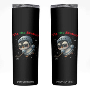 Penguin On Ice Tis The Season Skinny Tumbler Funny Christmas Gift TS12 Black Print Your Wear