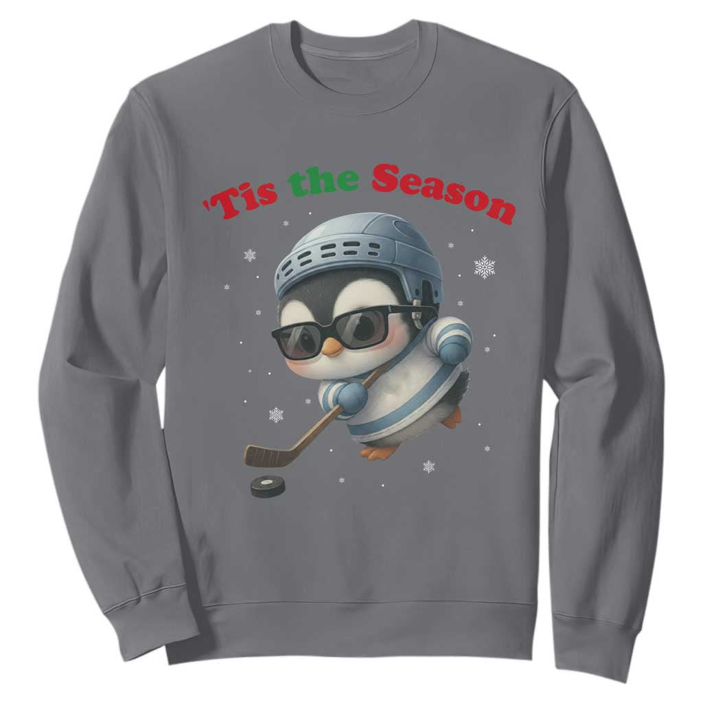 Penguin On Ice Tis The Season Sweatshirt Funny Christmas Gift TS12 Charcoal Print Your Wear