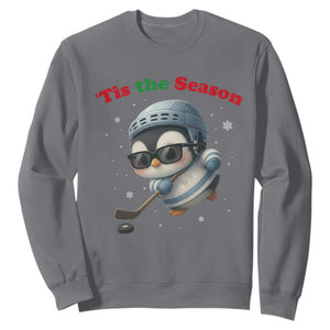 Penguin On Ice Tis The Season Sweatshirt Funny Christmas Gift TS12 Charcoal Print Your Wear