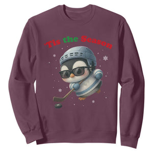 Penguin On Ice Tis The Season Sweatshirt Funny Christmas Gift TS12 Maroon Print Your Wear