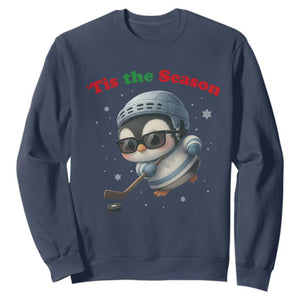 Penguin On Ice Tis The Season Sweatshirt Funny Christmas Gift TS12 Navy Print Your Wear