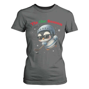 Penguin On Ice Tis The Season T Shirt For Women Funny Christmas Gift TS12 Dark Heather Print Your Wear