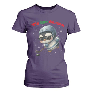 Penguin On Ice Tis The Season T Shirt For Women Funny Christmas Gift TS12 Purple Print Your Wear