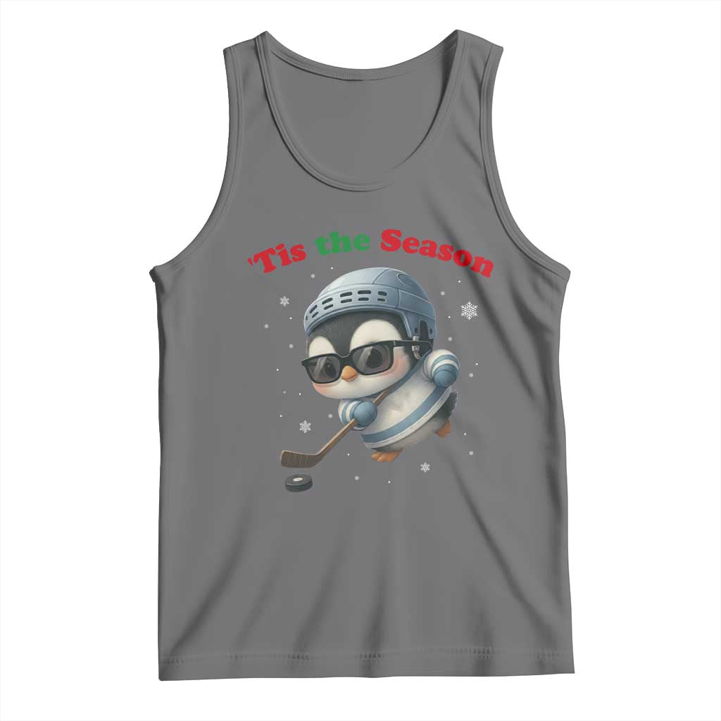 Penguin On Ice Tis The Season Tank Top Funny Christmas Gift TS12 Black Heather Print Your Wear