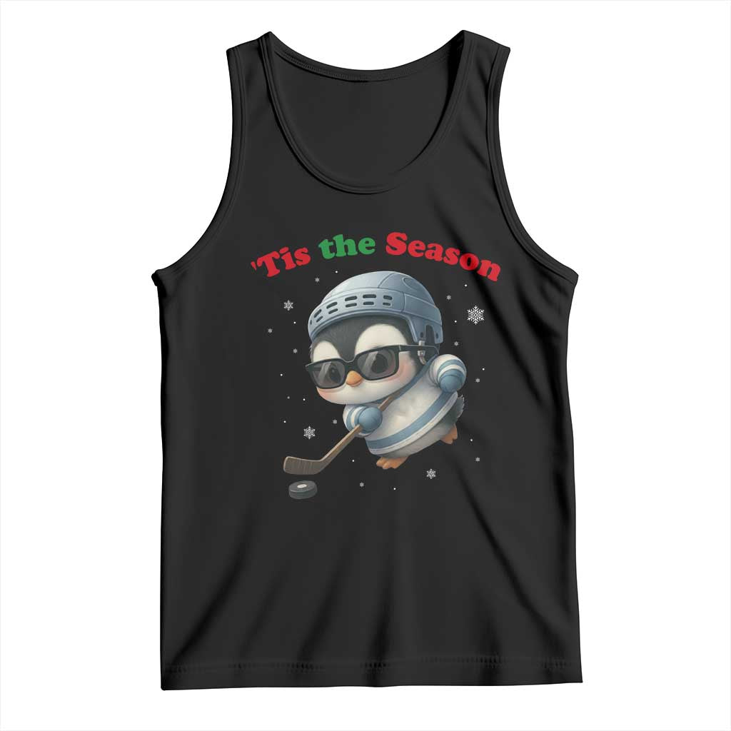 Penguin On Ice Tis The Season Tank Top Funny Christmas Gift TS12 Black Print Your Wear