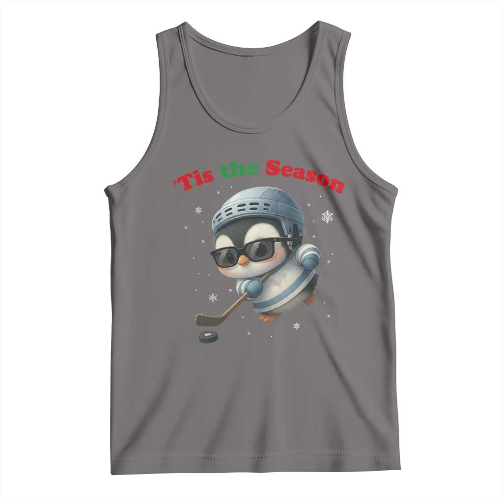 Penguin On Ice Tis The Season Tank Top Funny Christmas Gift TS12 Deep Heather Print Your Wear