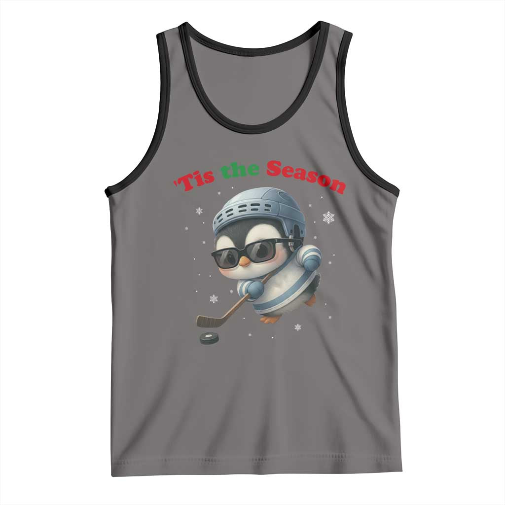 Penguin On Ice Tis The Season Tank Top Funny Christmas Gift TS12 Deep Heather Black Print Your Wear