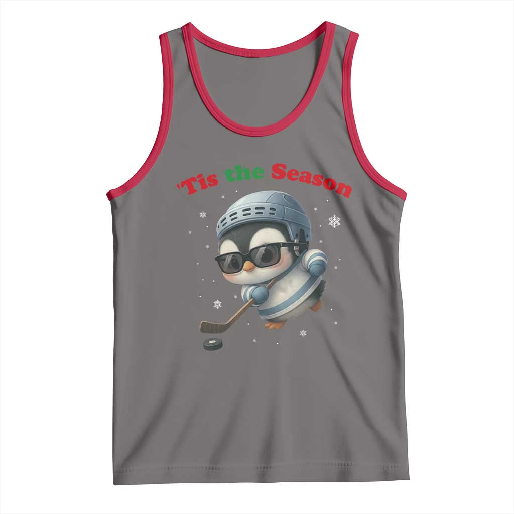 Penguin On Ice Tis The Season Tank Top Funny Christmas Gift TS12 Deep Heather Red Print Your Wear