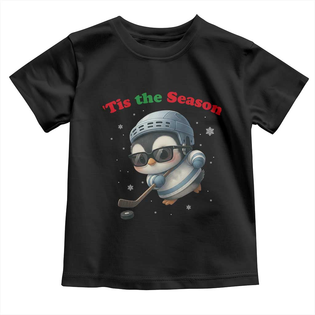 Penguin On Ice Tis The Season Toddler T Shirt Funny Christmas Gift TS12 Black Print Your Wear