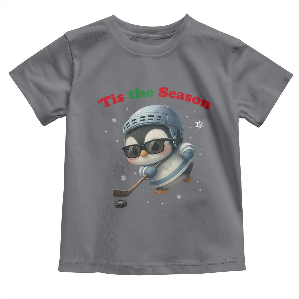 Penguin On Ice Tis The Season Toddler T Shirt Funny Christmas Gift TS12 Charcoal Print Your Wear