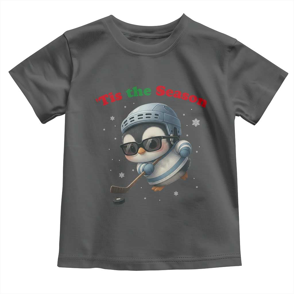 Penguin On Ice Tis The Season Toddler T Shirt Funny Christmas Gift TS12 Dark Heather Print Your Wear
