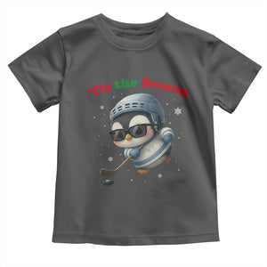 Penguin On Ice Tis The Season Toddler T Shirt Funny Christmas Gift TS12 Dark Heather Print Your Wear