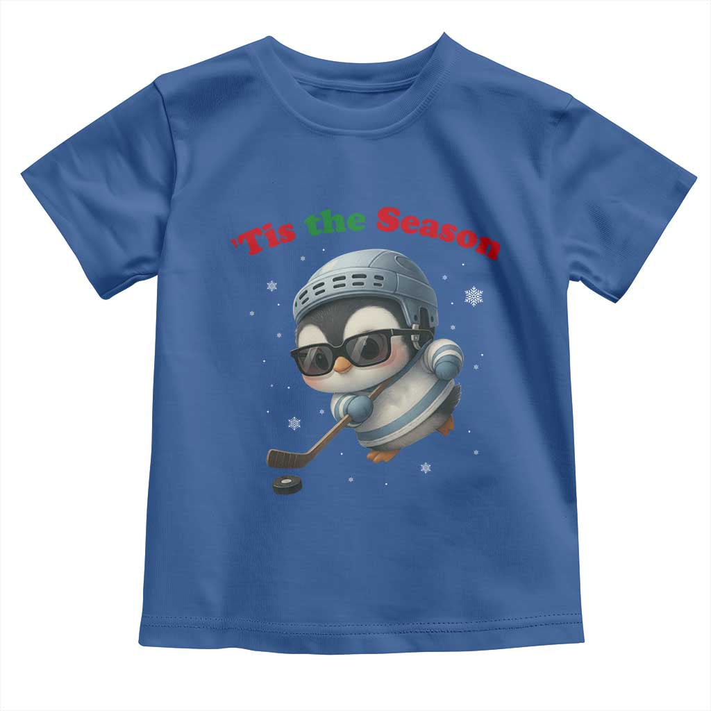 Penguin On Ice Tis The Season Toddler T Shirt Funny Christmas Gift TS12 Royal Blue Print Your Wear