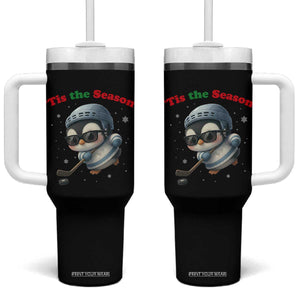 Penguin On Ice Tis The Season Tumbler With Handle Funny Christmas Gift TS12 One Size: 40 oz Black Print Your Wear