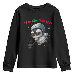 Penguin On Ice Tis The Season Youth Sweatshirt Funny Christmas Gift TS12 Black Print Your Wear
