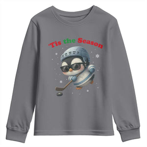 Penguin On Ice Tis The Season Youth Sweatshirt Funny Christmas Gift TS12 Charcoal Print Your Wear
