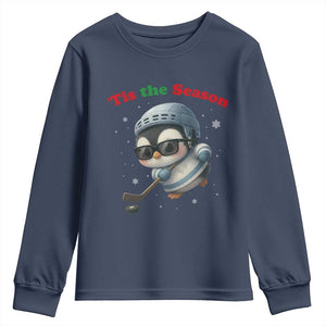 Penguin On Ice Tis The Season Youth Sweatshirt Funny Christmas Gift TS12 Navy Print Your Wear