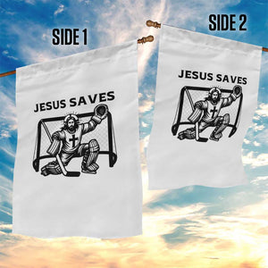 Funny Religious Ice Hockey Goalie Gift Garden Flag Jesus Saves TS12 Print Your Wear