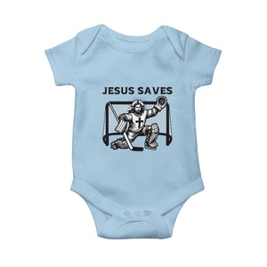 Funny Religious Ice Hockey Goalie Gift Baby Onesie Jesus Saves TS12 Light Blue Print Your Wear