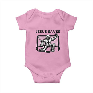Funny Religious Ice Hockey Goalie Gift Baby Onesie Jesus Saves TS12 Light Pink Print Your Wear