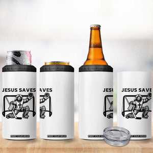 Funny Religious Ice Hockey Goalie Gift 4 in 1 Can Cooler Tumbler Jesus Saves TS12 Print Your Wear