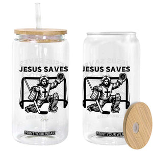 Funny Religious Ice Hockey Goalie Gift Glass Can Jesus Saves TS12 Print Your Wear