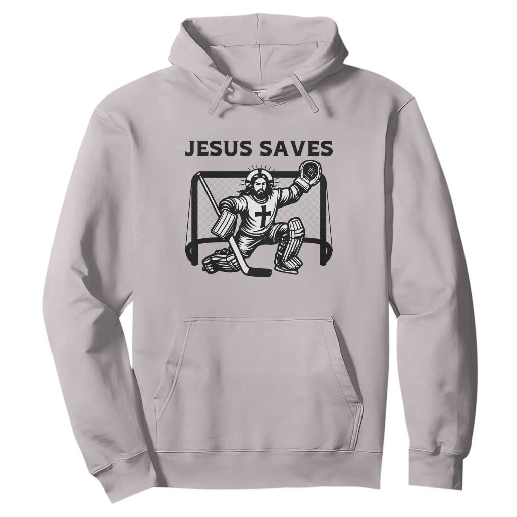 Funny Religious Ice Hockey Goalie Gift Hoodie Jesus Saves TS12 Ice Gray Print Your Wear