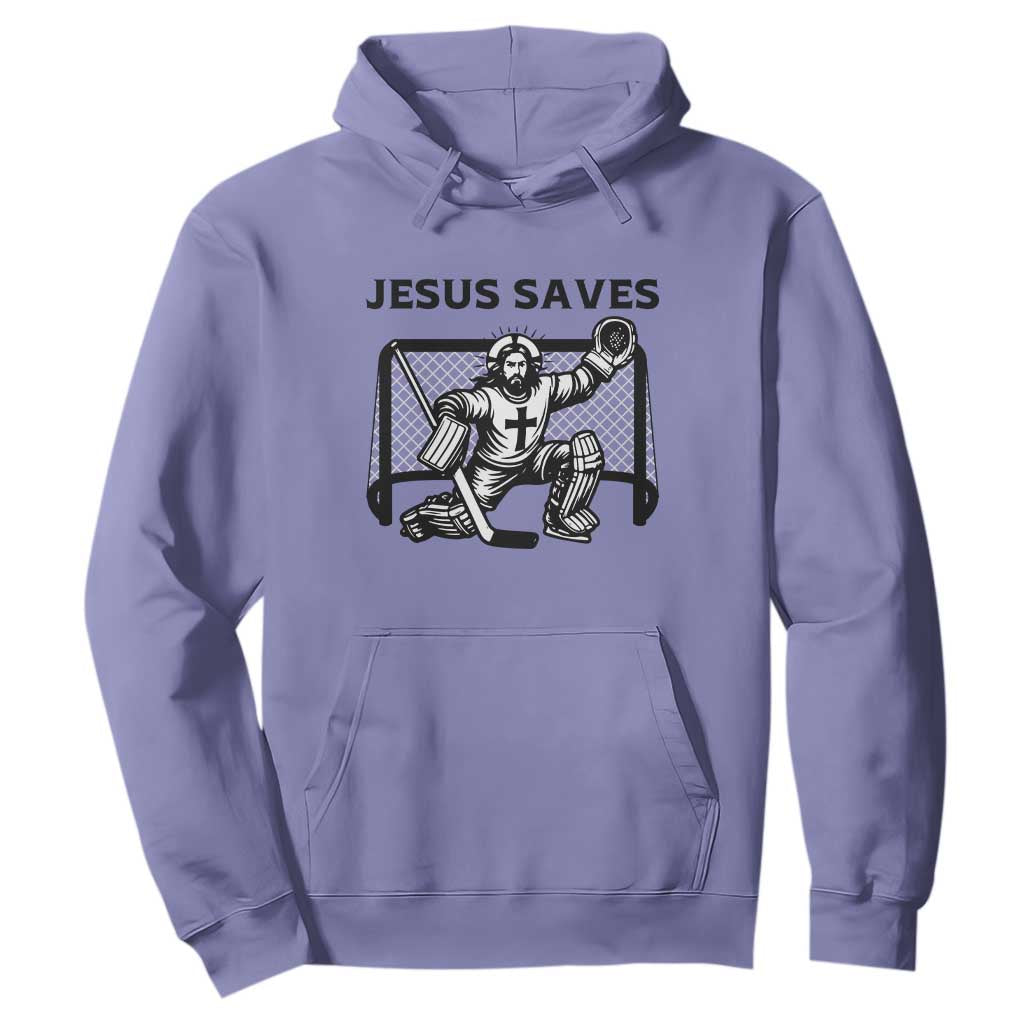 Funny Religious Ice Hockey Goalie Gift Hoodie Jesus Saves TS12 Violet Print Your Wear