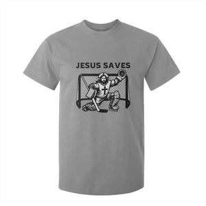 Funny Religious Ice Hockey Goalie Gift T Shirt For Kid Jesus Saves TS12 Sport Gray Print Your Wear