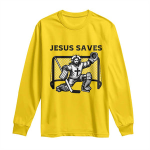 Funny Religious Ice Hockey Goalie Gift Long Sleeve Shirt Jesus Saves TS12 Daisy Print Your Wear
