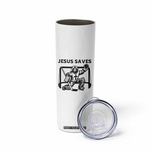 Funny Religious Ice Hockey Goalie Gift Skinny Tumbler Jesus Saves TS12 Print Your Wear