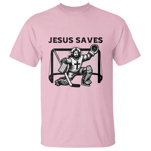 Funny Religious Ice Hockey Goalie Gift T Shirt Jesus Saves TS12 Light Pink Print Your Wear
