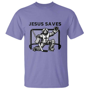 Funny Religious Ice Hockey Goalie Gift T Shirt Jesus Saves TS12 Violet Print Your Wear