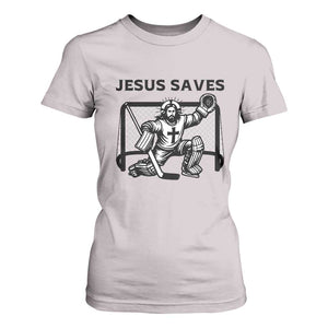 Funny Religious Ice Hockey Goalie Gift T Shirt For Women Jesus Saves TS12 Ice Gray Print Your Wear