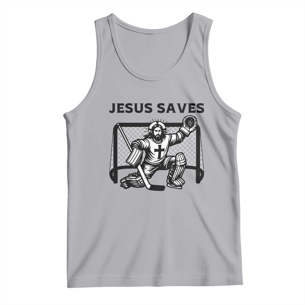 Funny Religious Ice Hockey Goalie Gift Tank Top Jesus Saves TS12 Athletic Heather Print Your Wear