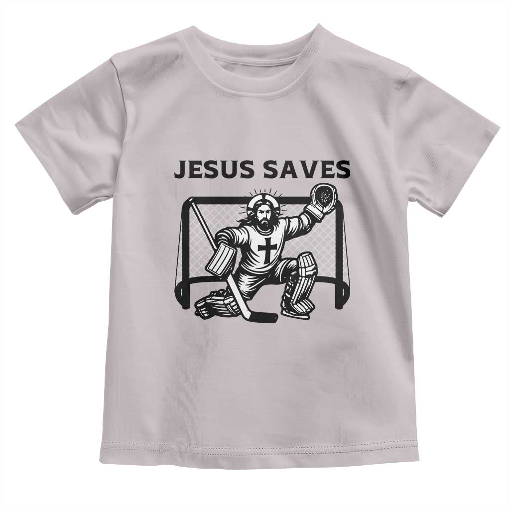 Funny Religious Ice Hockey Goalie Gift Toddler T Shirt Jesus Saves TS12 Ice Gray Print Your Wear