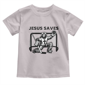 Funny Religious Ice Hockey Goalie Gift Toddler T Shirt Jesus Saves TS12 Ice Gray Print Your Wear